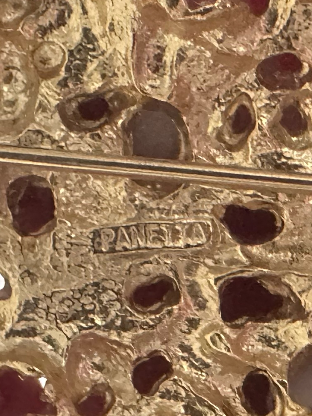 SIGNED PANETTA Cabochon Rare Brutalist Brooch - Picture 11 of 13